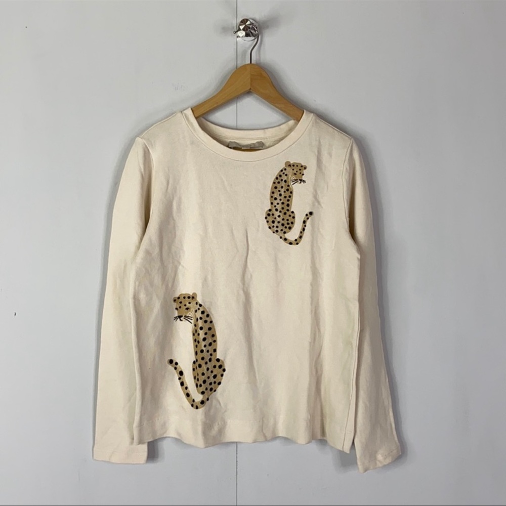 Loft Cheetah Crewneck Pullover Sweatshirt; Terry Cotton